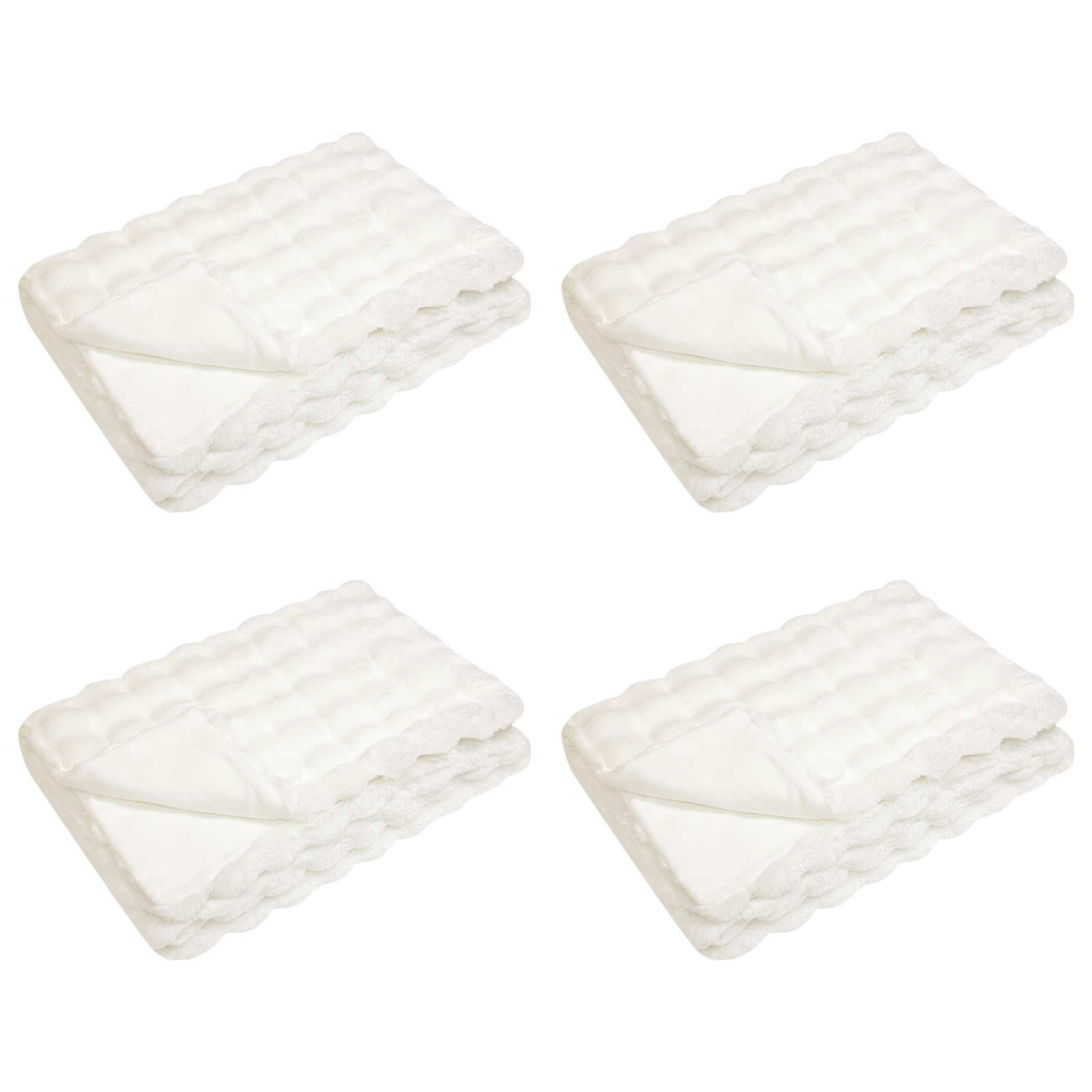 Αντιολισθητική Ψεύτικη Γούνα Κουβέρτα Olite 4 pcs Λευκό - Pakobazaar