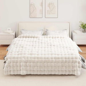 Αντιολισθητική Ψεύτικη Γούνα Κουβέρτα Olite 4 pcs Λευκό - Pakobazaar