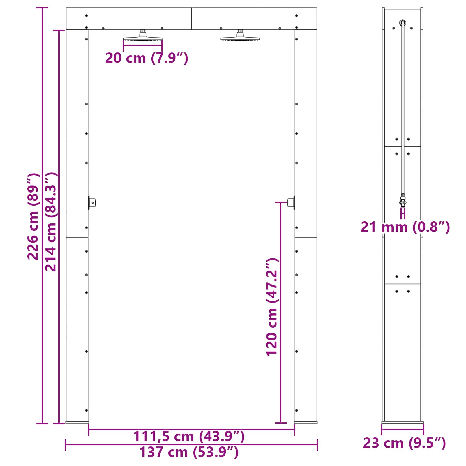 Εξωτερικό ντους Φυσικό 137 x 23 x 226 εκ - Pakobazaar