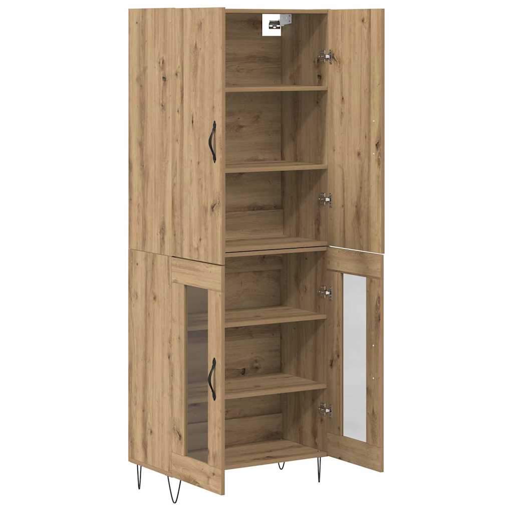 Highboard 2 pcs Artisan Oak Μηχανική ξυλεία και γυαλί