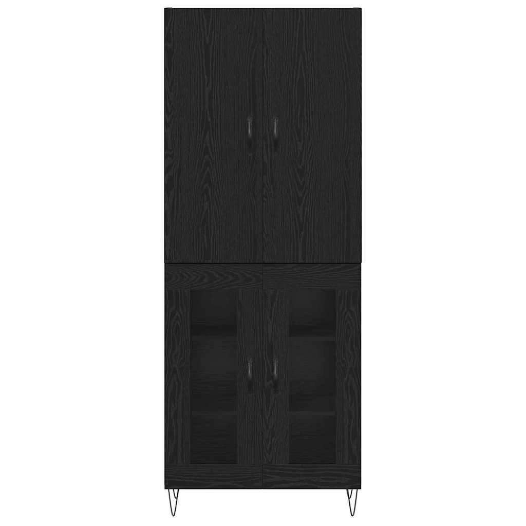 Highboard 2 pcs Μαύρη Οξυά Μηχανική ξυλεία και γυαλί