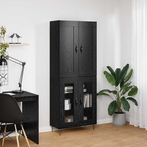 Highboard Μαύρη Οξυά 69,5 x 34 x 180 εκ. Επεξεργασμένο Ξύλο