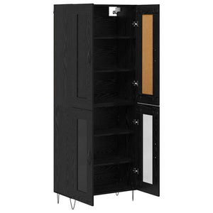 Highboard Μαύρη Οξυά 69,5 x 34 x 180 εκ. Επεξεργασμένο Ξύλο