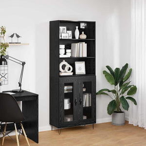 Highboard 2 τμχ. Μαύρη Οξυά 69,5 x 34 x 180 εκ.