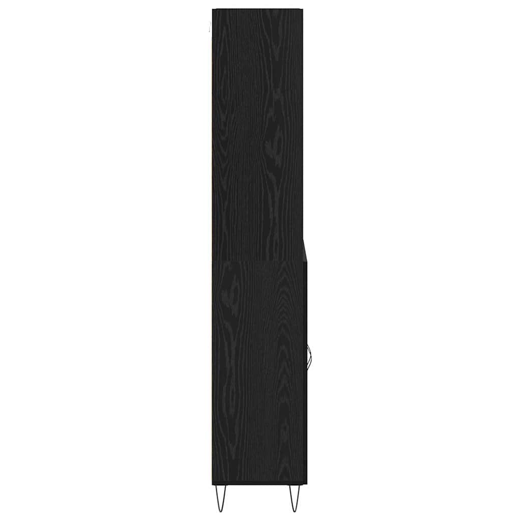 Highboard 2 pcs Μαύρη Οξυά Επεξεργασμένο ξύλο