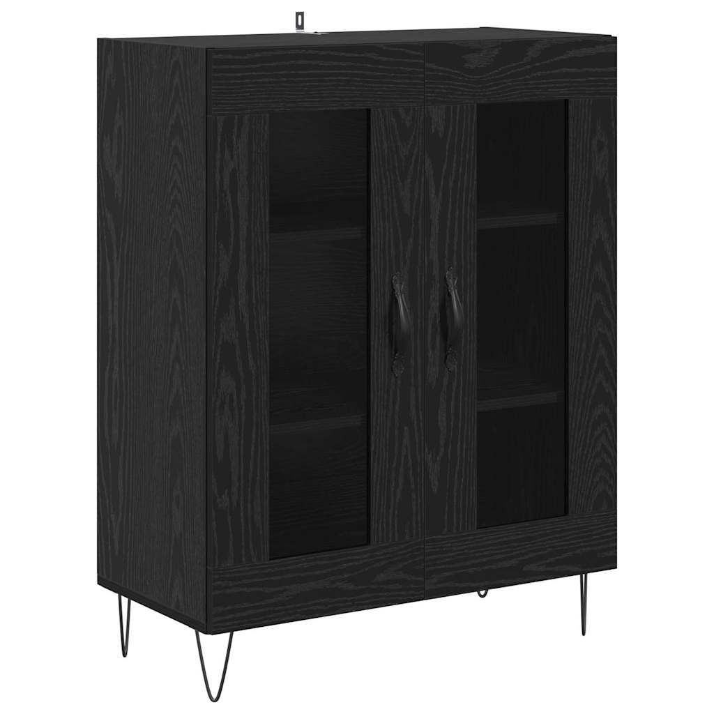 Highboard Μαύρη Οξυά 69,5 x 34 x 180 εκ. Επεξεργασμένο ξύλο