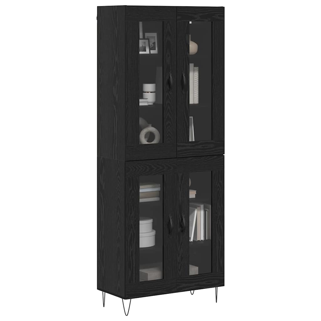 Highboard Μαύρη Οξυά 69,5 x 34 x 180 εκ. Επεξεργασμένο ξύλο
