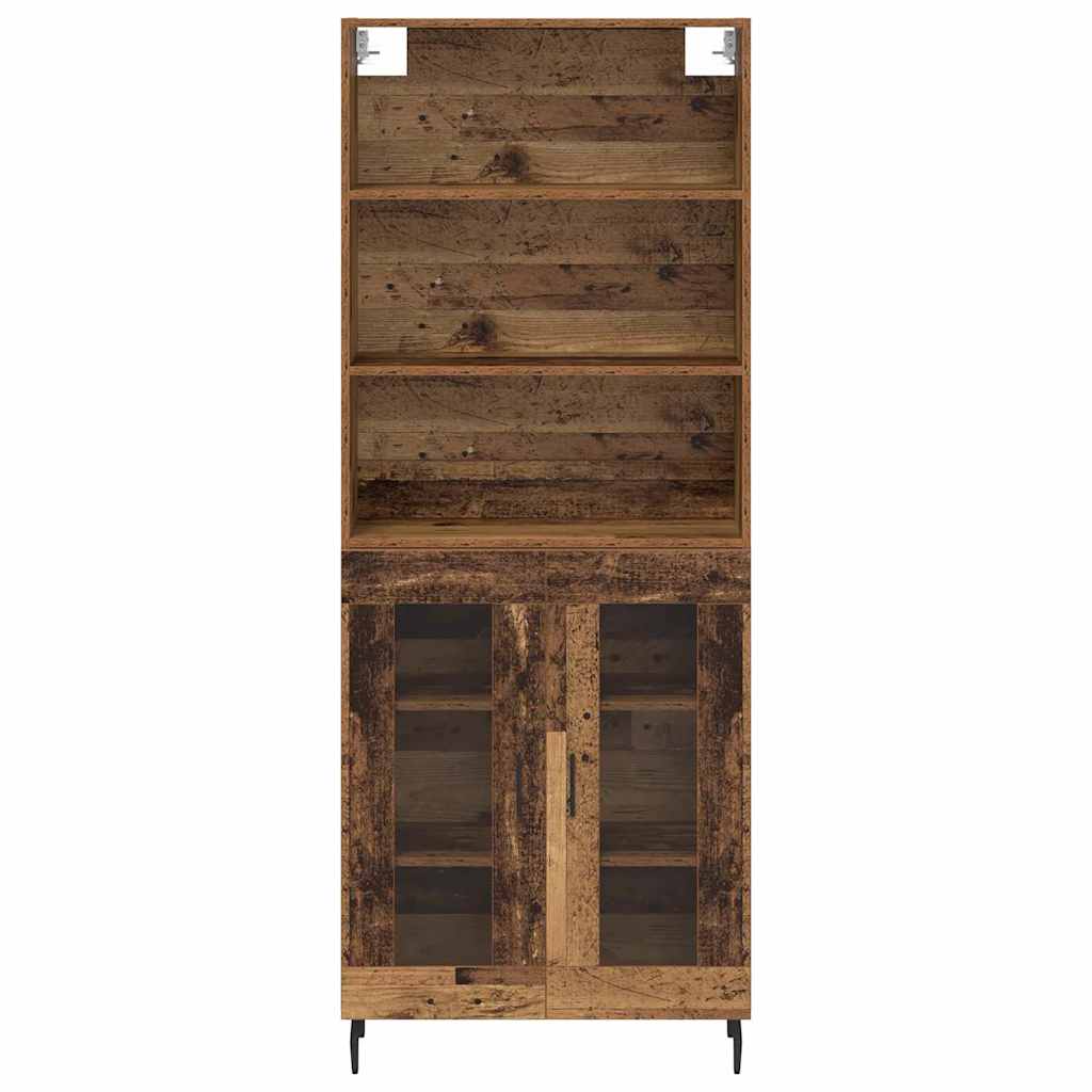 Highboard Παλιό Ξύλο 69,5 x 34 x 180 εκ. Σύνθετο Ξύλο και Γυαλί