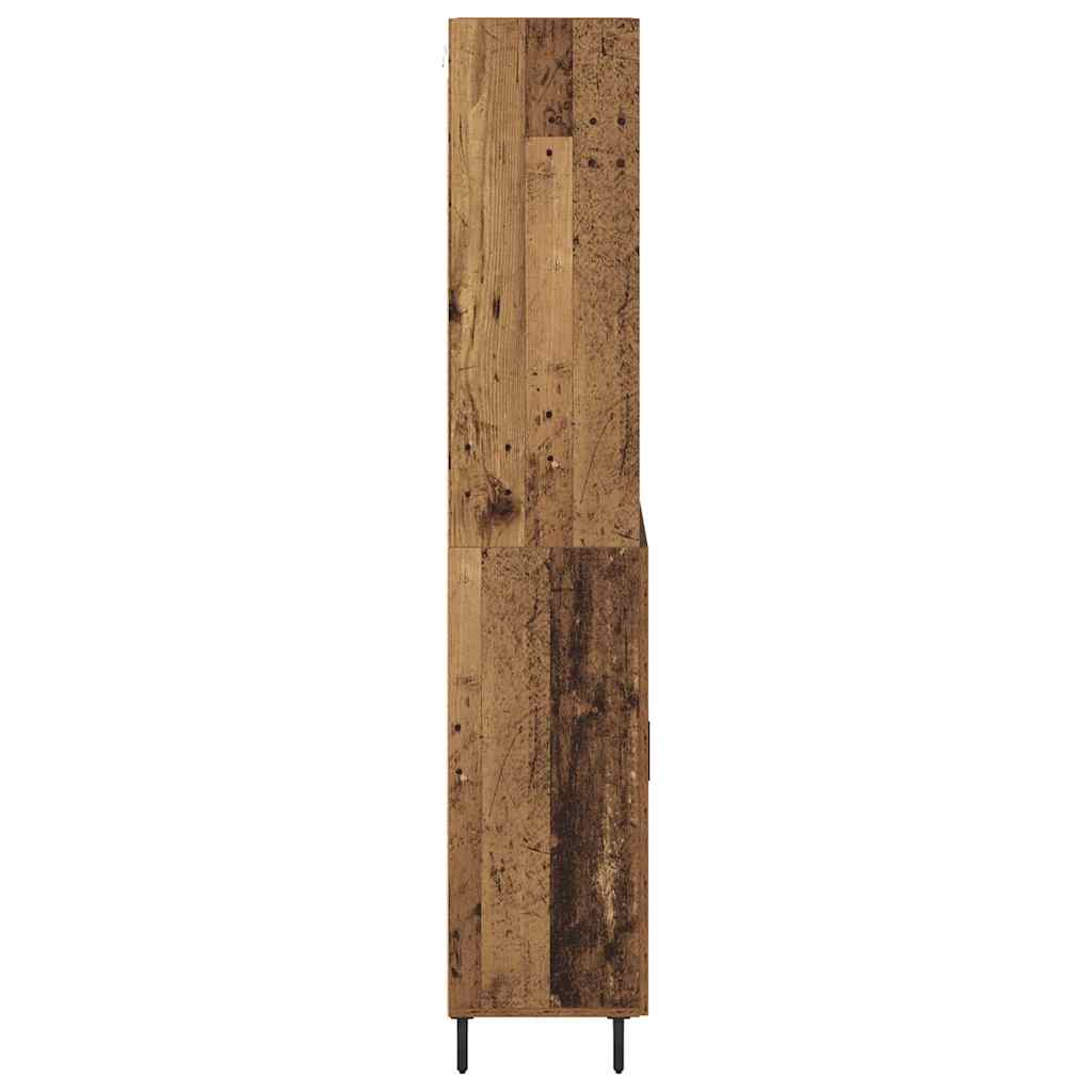 Highboard Παλιό Ξύλο 69,5 x 34 x 180 εκ. Σύνθετο Ξύλο και Γυαλί