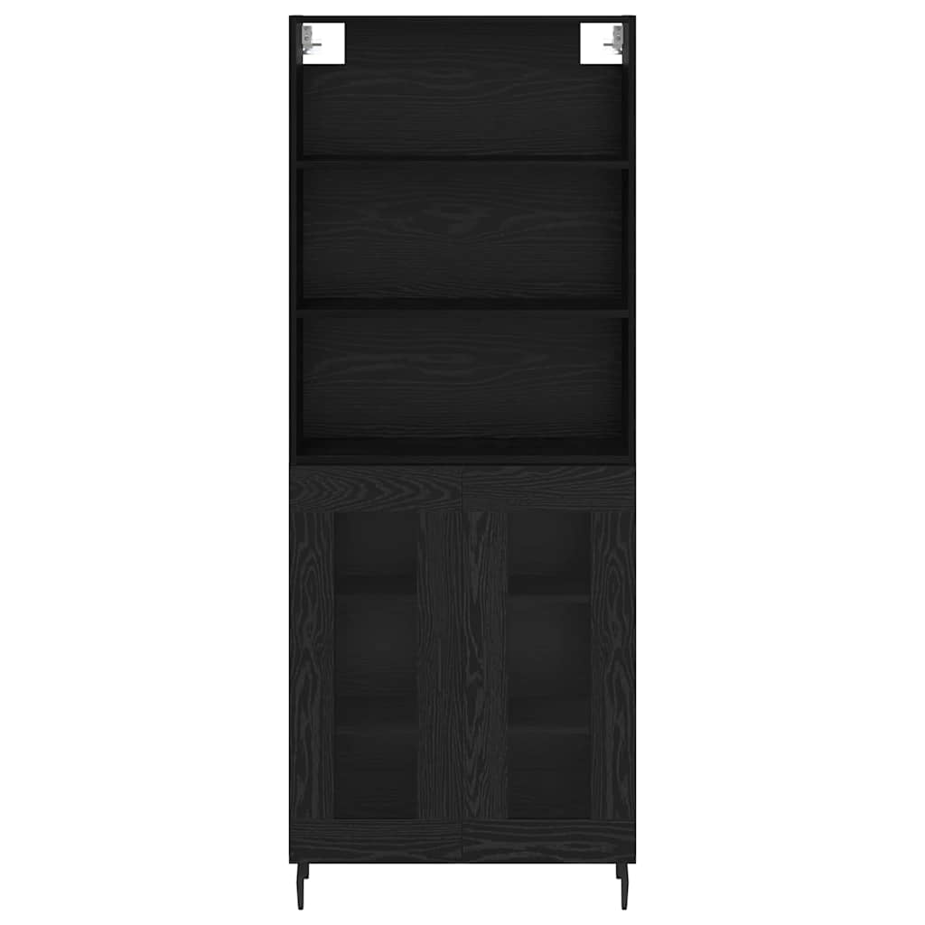 Highboard Μαύρη Οξυά 69,5 x 34 x 180 εκ. Σύνθετο Ξύλο και Γυαλί