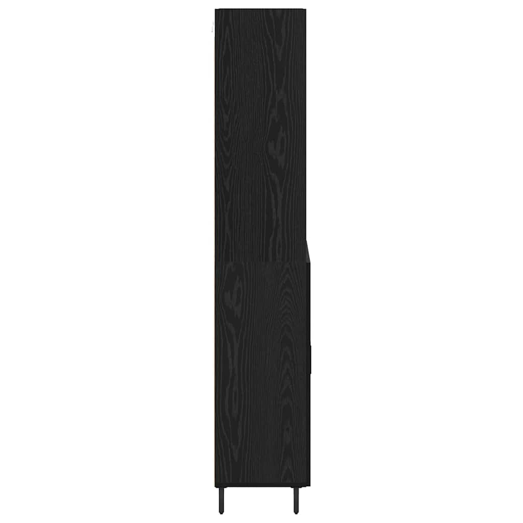 Highboard Μαύρη Οξυά 69,5 x 34 x 180 εκ. Σύνθετο Ξύλο και Γυαλί