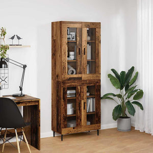 Highboard 2 pcs Παλιό ξύλο Σύνθετο Ξύλο και Γυαλί - Pakobazaar