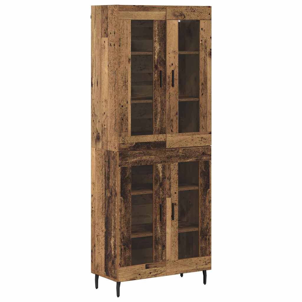 Highboard 2 pcs Παλιό ξύλο Σύνθετο Ξύλο και Γυαλί - Pakobazaar