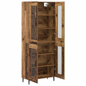 Highboard 2 pcs Παλιό ξύλο Σύνθετο Ξύλο και Γυαλί - Pakobazaar