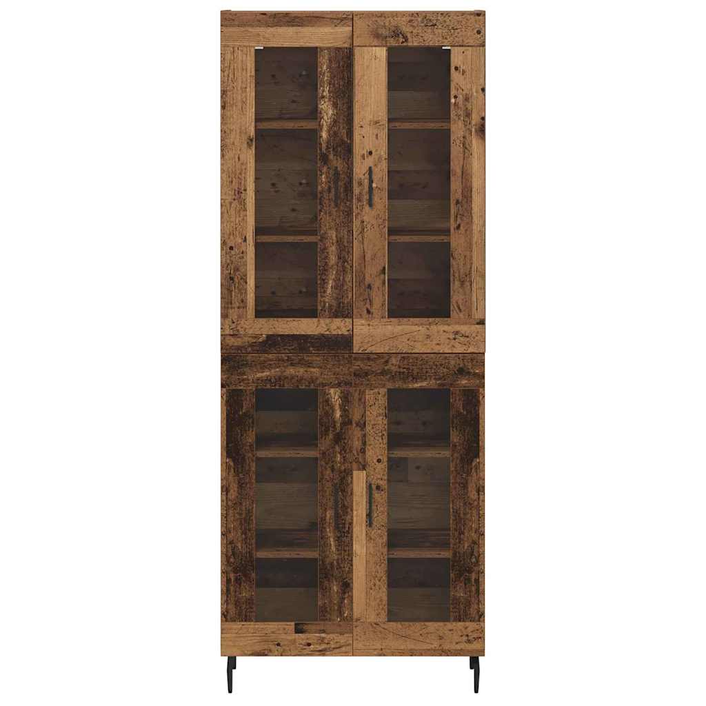 Highboard 2 pcs Παλιό ξύλο Σύνθετο Ξύλο και Γυαλί - Pakobazaar