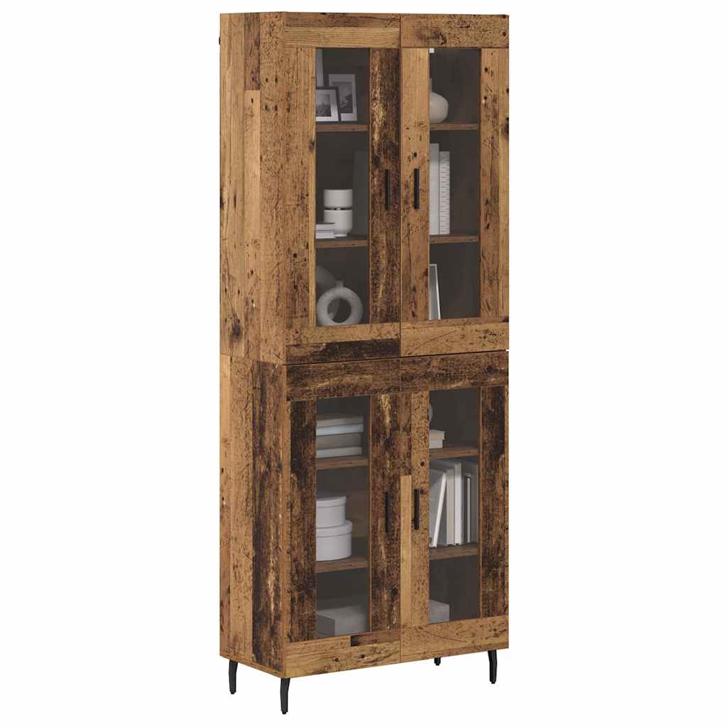 Highboard 2 pcs Παλιό ξύλο Σύνθετο Ξύλο και Γυαλί - Pakobazaar