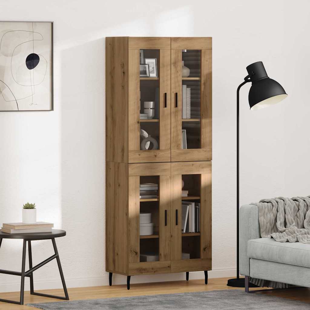 Highboard 2 pcs Artisan Oak Σύνθετο Ξύλο και Γυαλί