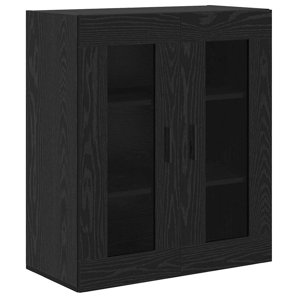 Highboard 2 pcs Μαύρη Οξυά Σύνθετο Ξύλο και Γυαλί