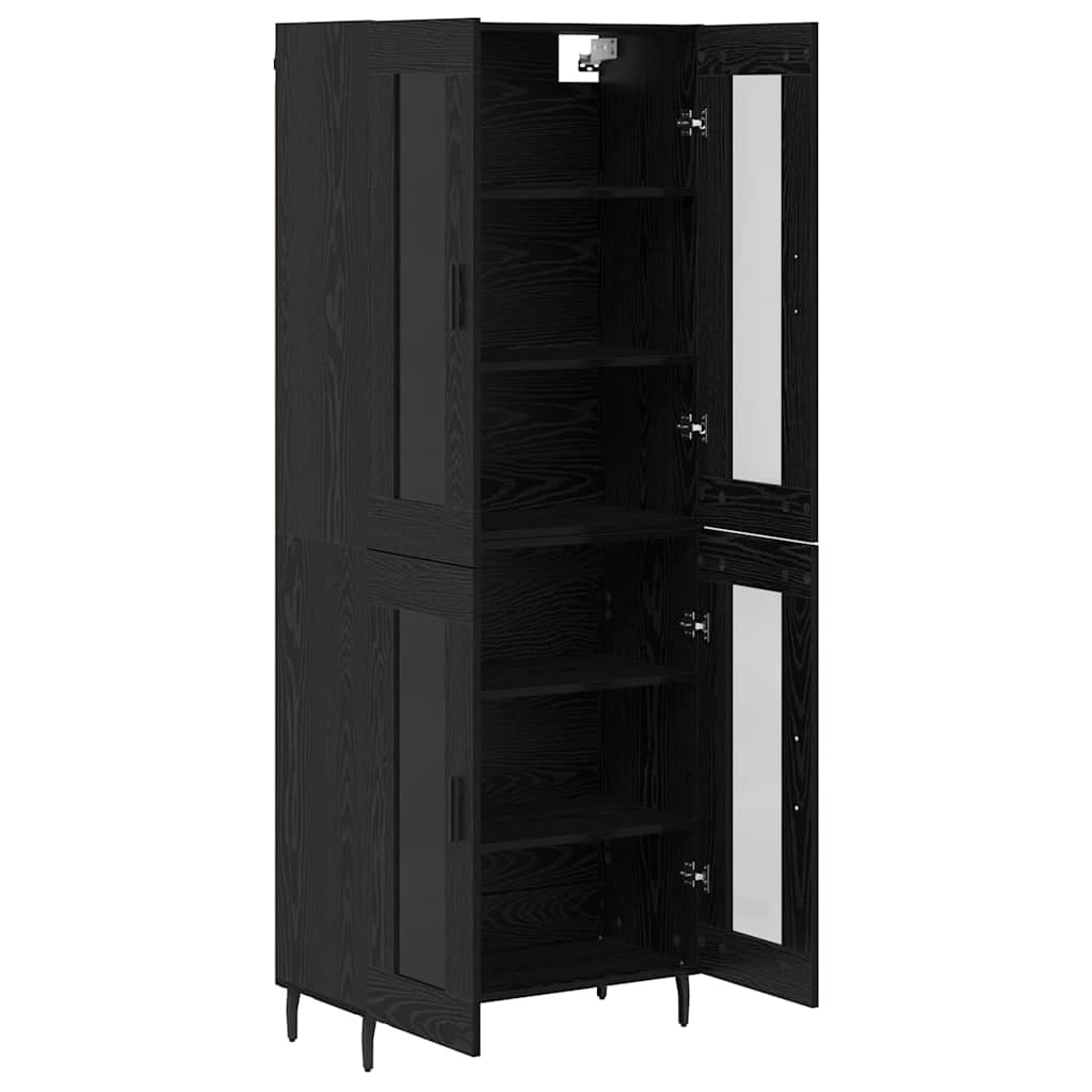Highboard 2 pcs Μαύρη Οξυά Σύνθετο Ξύλο και Γυαλί