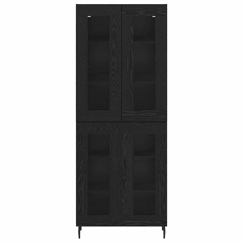 Highboard 2 pcs Μαύρη Οξυά Σύνθετο Ξύλο και Γυαλί