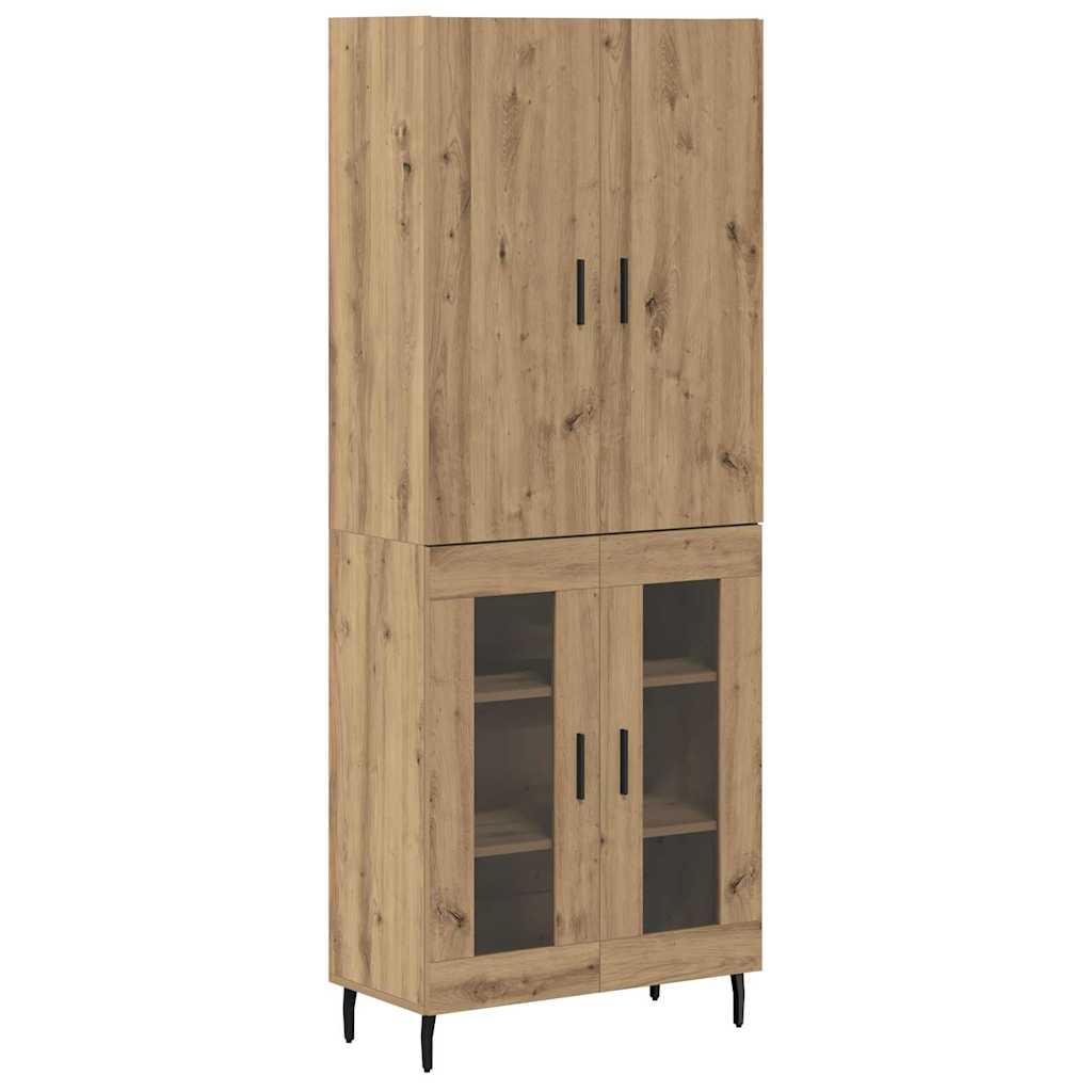 Highboard 2 pcs Παλιό Ξύλο Σύνθετο Ξύλο και Γυαλί