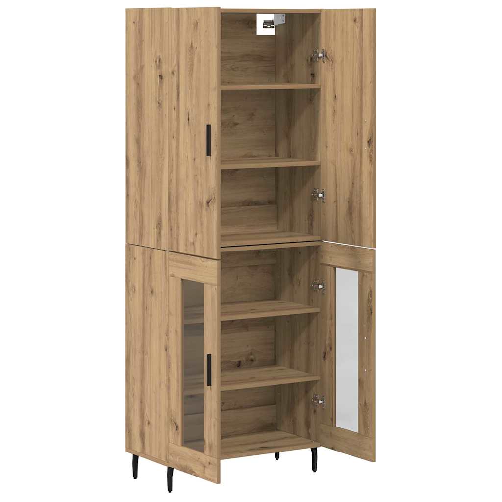 Highboard 2 pcs Παλιό Ξύλο Σύνθετο Ξύλο και Γυαλί
