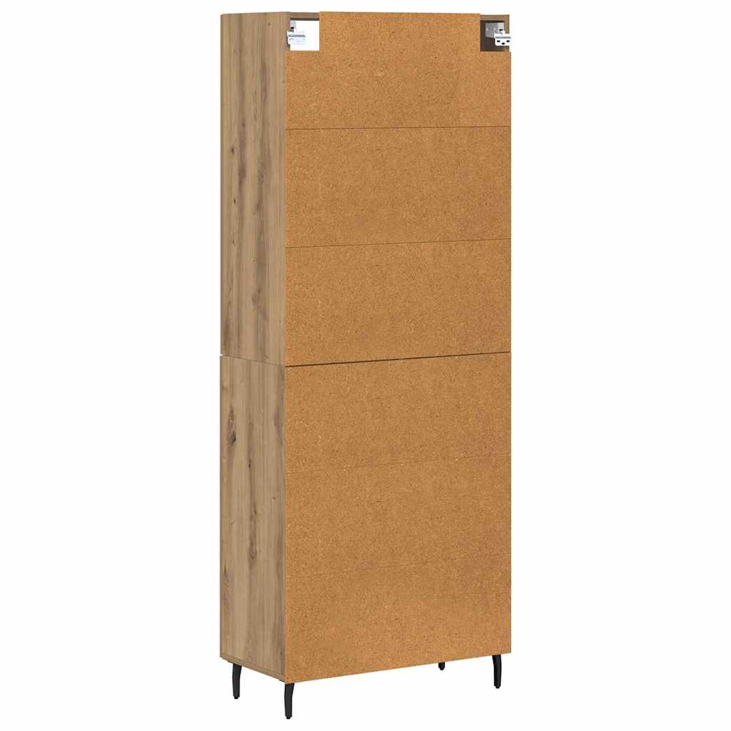 Highboard 2 pcs Παλιό Ξύλο Σύνθετο Ξύλο και Γυαλί