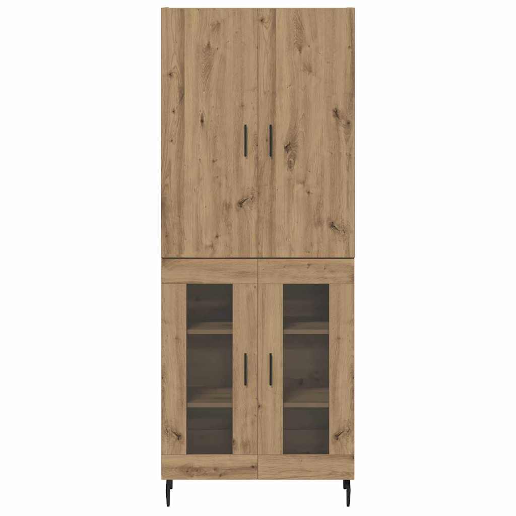 Highboard 2 pcs Παλιό Ξύλο Σύνθετο Ξύλο και Γυαλί