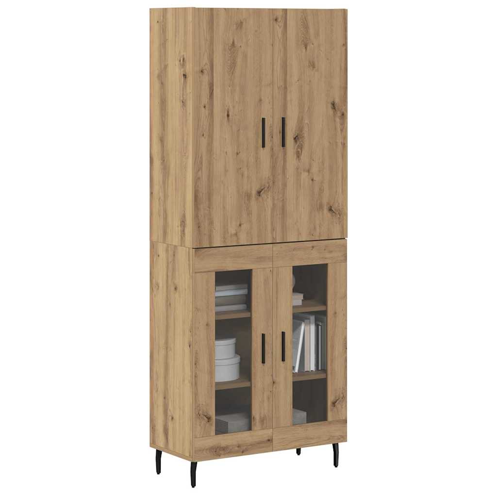 Highboard 2 pcs Παλιό Ξύλο Σύνθετο Ξύλο και Γυαλί