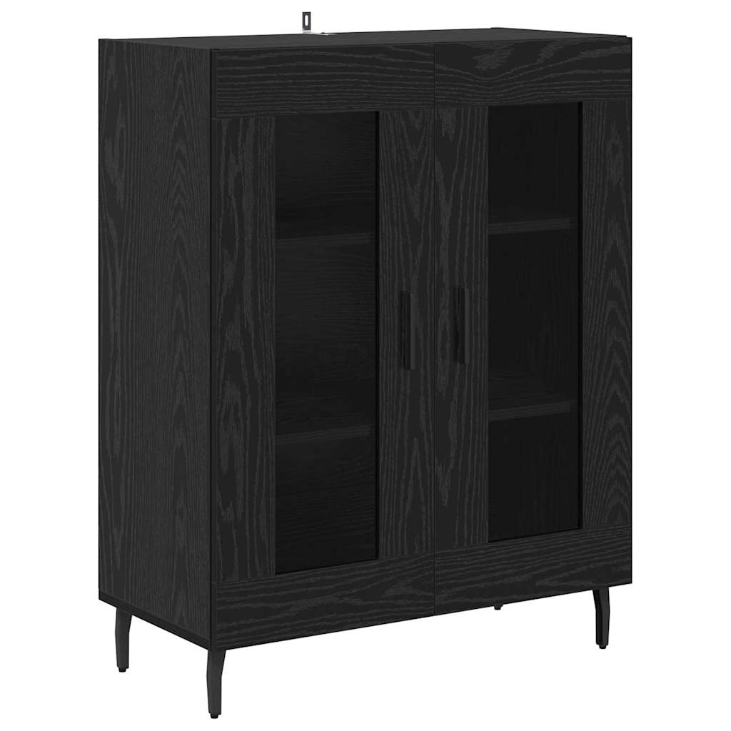 Highboard 2 pcs Μαύρη Οξυά Επεξεργασμένο ξύλο