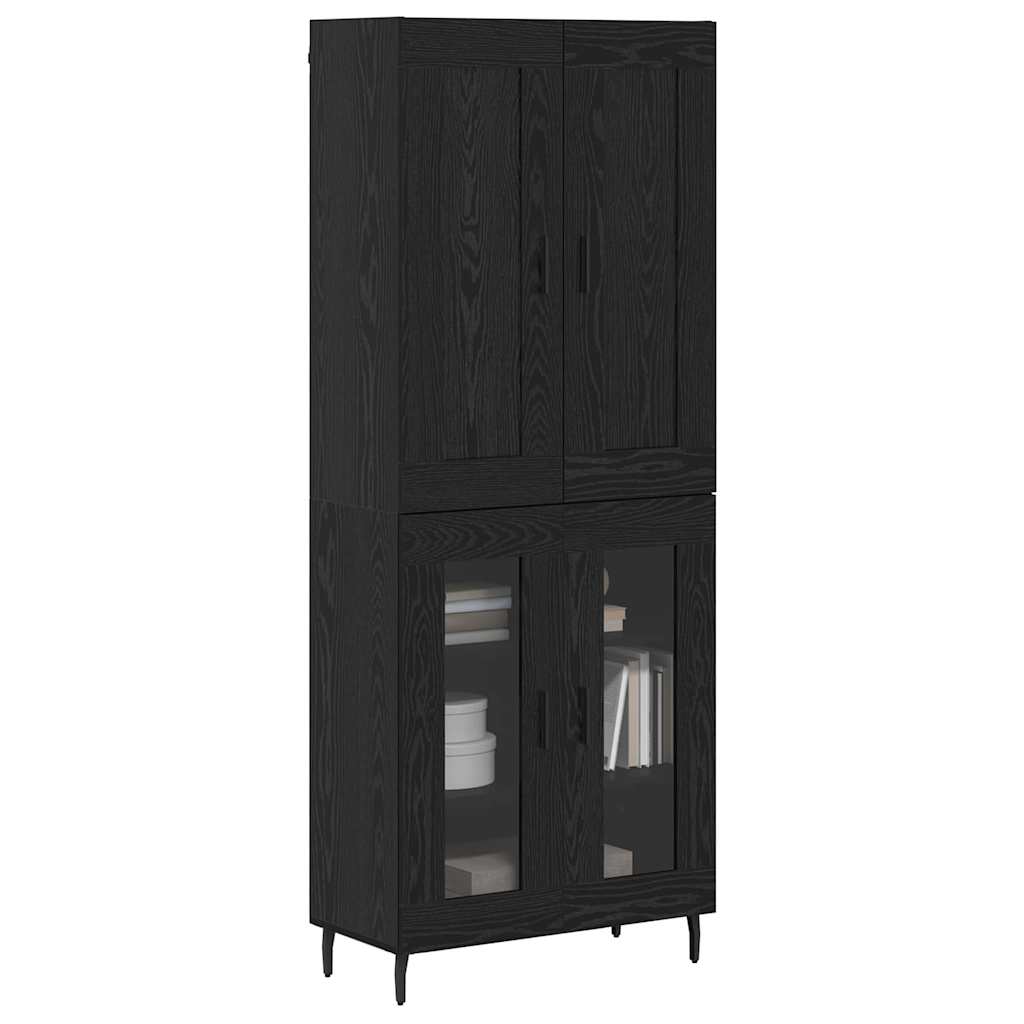 Highboard 2 pcs Μαύρη Οξυά Επεξεργασμένο ξύλο