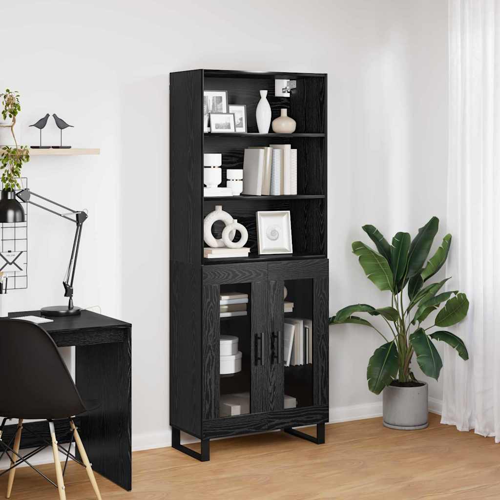 Highboard Μαύρη Οξυά 69,5 x 34 x 180 εκ. Επεξεργασμένο ξύλο - Pakobazaar