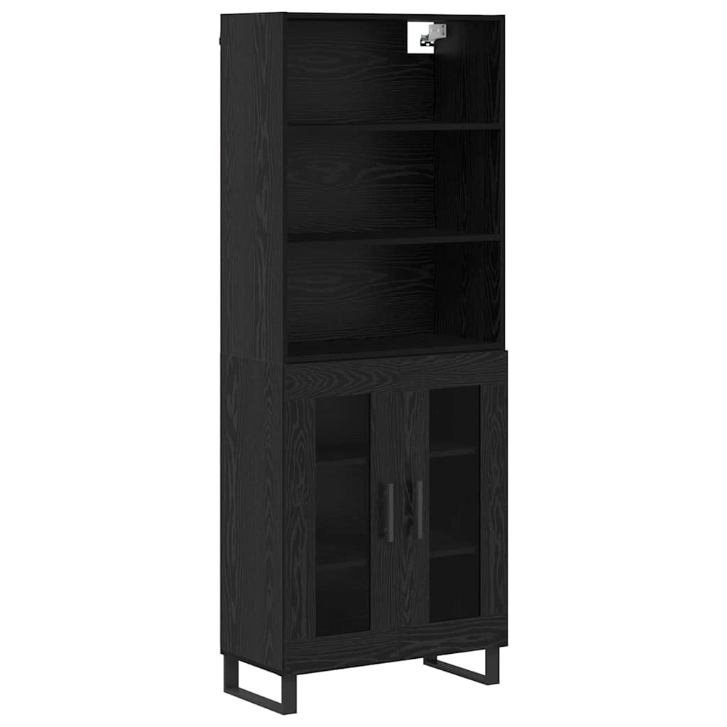 Highboard Μαύρη Οξυά 69,5 x 34 x 180 εκ. Επεξεργασμένο ξύλο - Pakobazaar