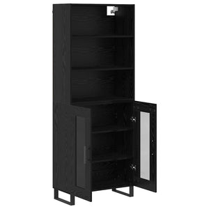 Highboard Μαύρη Οξυά 69,5 x 34 x 180 εκ. Επεξεργασμένο ξύλο - Pakobazaar