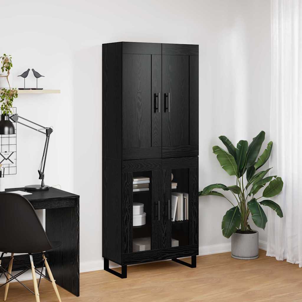 Highboard Μαύρη Οξυά 69,5 x 34 x 180 εκ. Επεξεργασμένο ξύλο - Pakobazaar