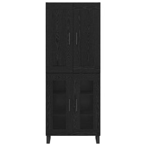 Highboard Μαύρη Οξυά 69,5 x 34 x 180 εκ. Επεξεργασμένο ξύλο - Pakobazaar