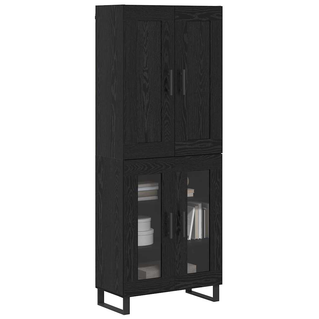 Highboard Μαύρη Οξυά 69,5 x 34 x 180 εκ. Επεξεργασμένο ξύλο - Pakobazaar