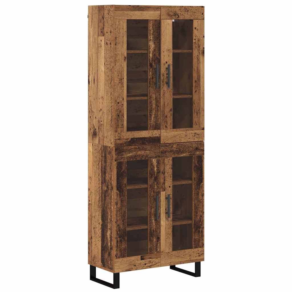 Highboard 2 pcs Παλιό Ξύλο Σύνθετο Ξύλο και Γυαλί