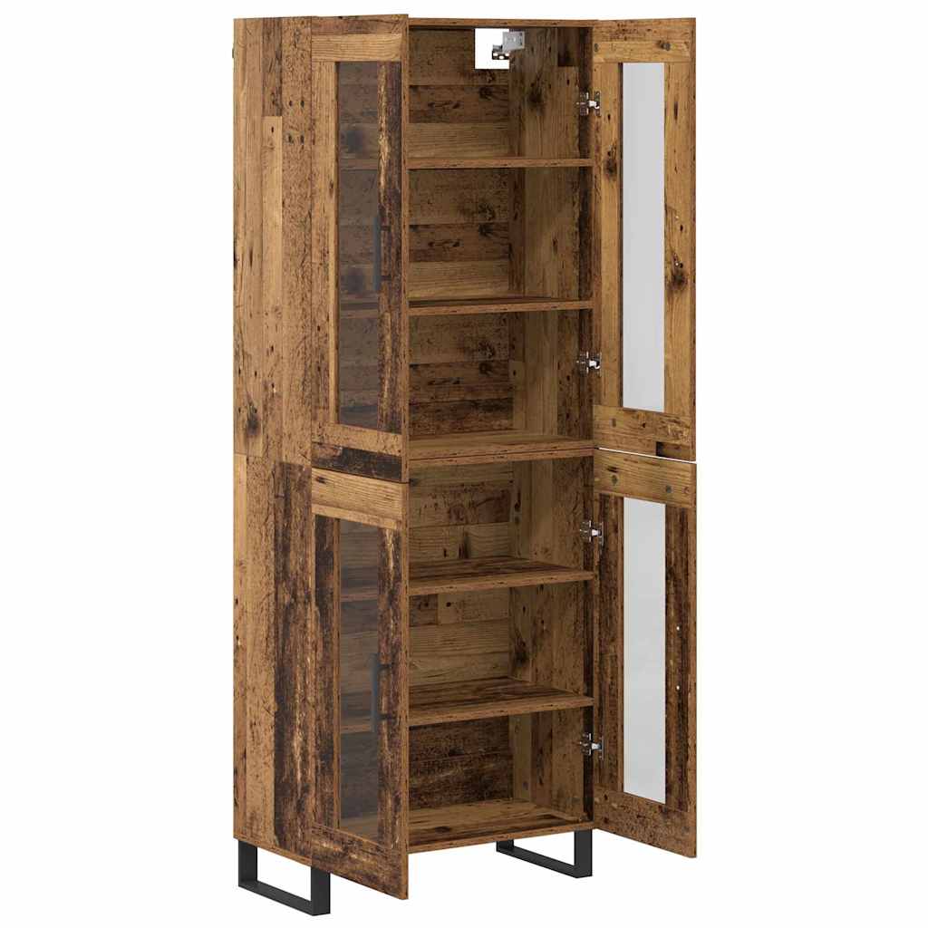 Highboard 2 pcs Παλιό Ξύλο Σύνθετο Ξύλο και Γυαλί