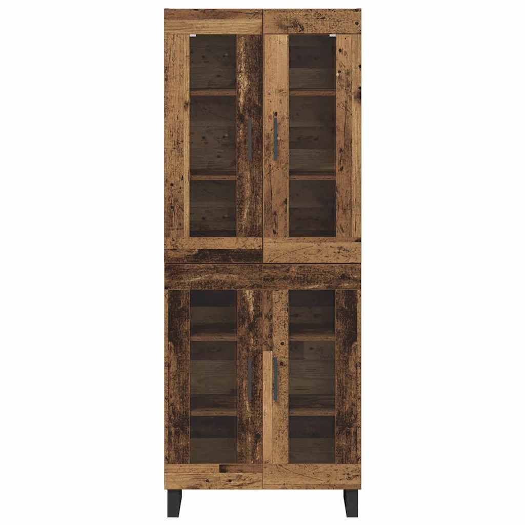 Highboard 2 pcs Παλιό Ξύλο Σύνθετο Ξύλο και Γυαλί