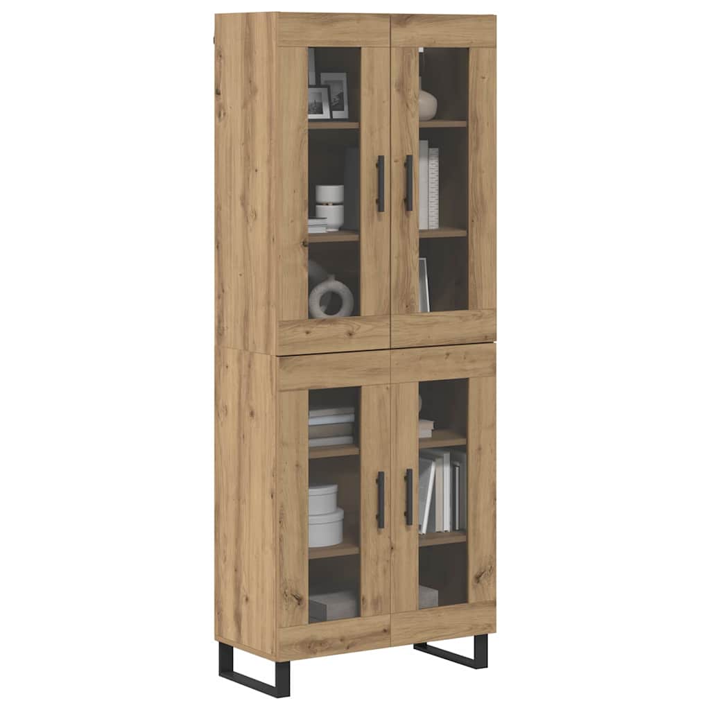 Highboard 2 pcs Artisan Oak Σύνθετο Ξύλο και Γυαλί
