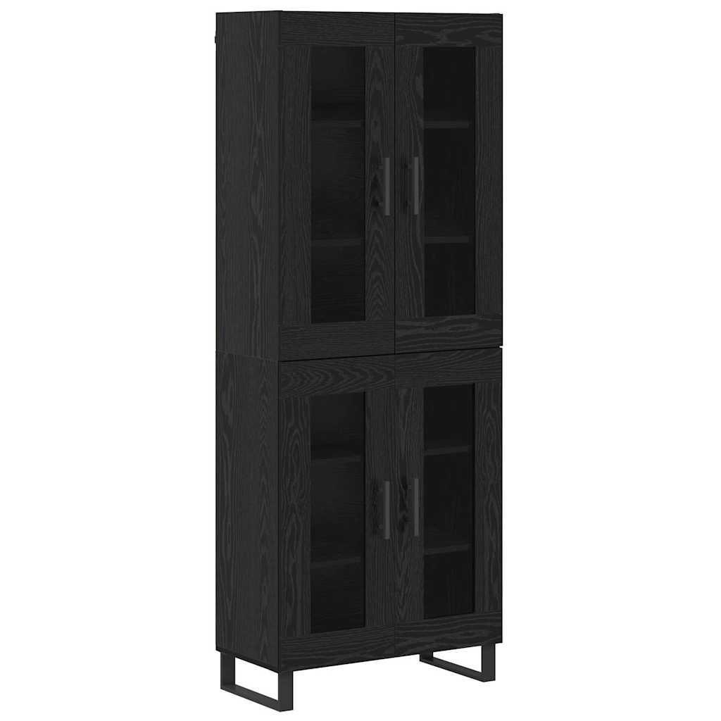 Highboard 2 pcs Μαύρη Οξυά Σύνθετο Ξύλο και Γυαλί - Pakobazaar