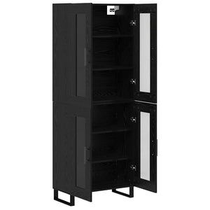 Highboard 2 pcs Μαύρη Οξυά Σύνθετο Ξύλο και Γυαλί - Pakobazaar