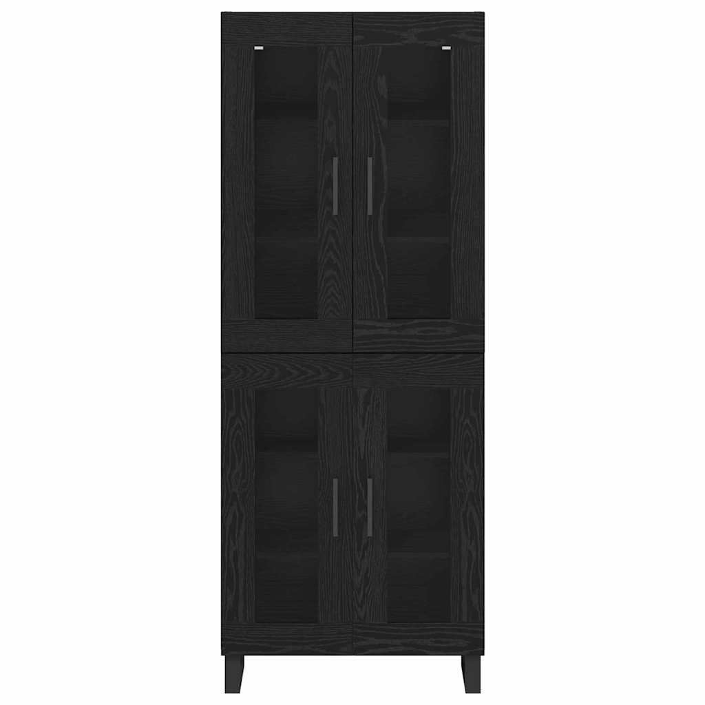Highboard 2 pcs Μαύρη Οξυά Σύνθετο Ξύλο και Γυαλί - Pakobazaar
