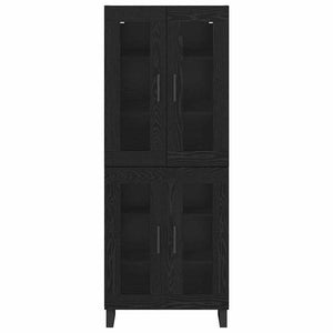 Highboard 2 pcs Μαύρη Οξυά Σύνθετο Ξύλο και Γυαλί - Pakobazaar