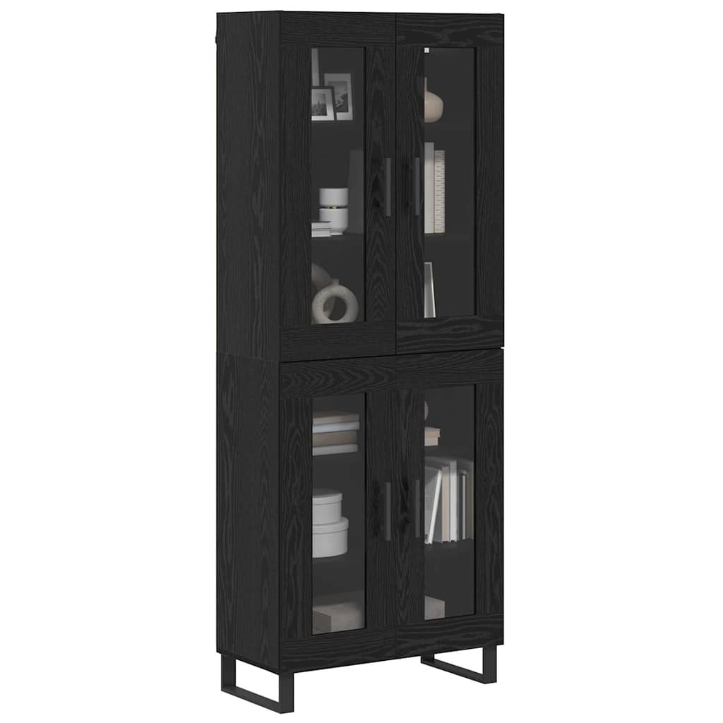 Highboard 2 pcs Μαύρη Οξυά Σύνθετο Ξύλο και Γυαλί - Pakobazaar