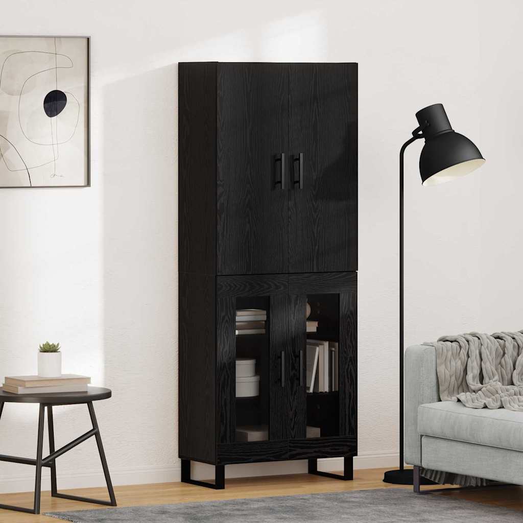 Highboard 2 pcs Μαύρη Οξυά 69,5 x 34 x 180 εκ. - Pakobazaar