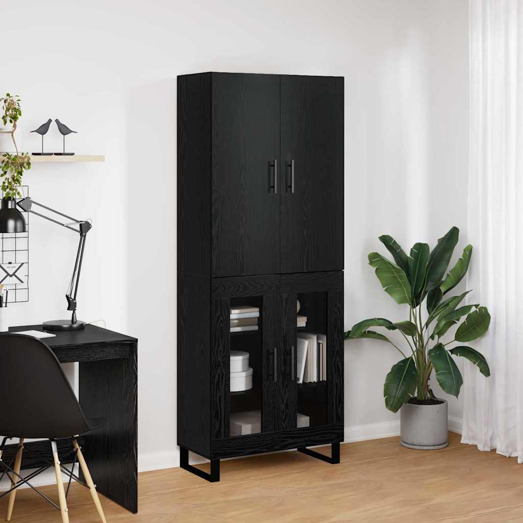 Highboard 2 pcs Μαύρη Οξυά 69,5 x 34 x 180 εκ. - Pakobazaar