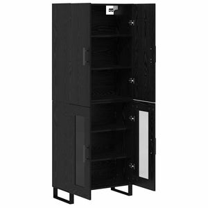 Highboard 2 pcs Μαύρη Οξυά 69,5 x 34 x 180 εκ. - Pakobazaar