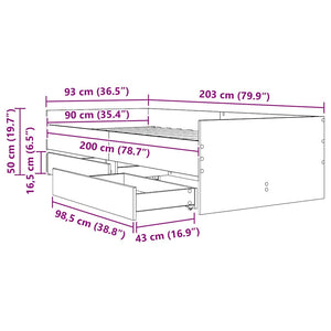 Σκελετός Κρεβατιού Μαύρη Οξυά 90 x 200 cm Στερεά ξυλεία πεύκου - Pakobazaar